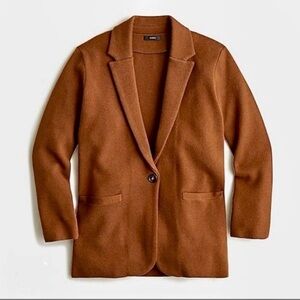 NWOT J Crew Small Merino Wool Blend Cecile Relaxed Knit Sweater Blazer Brown